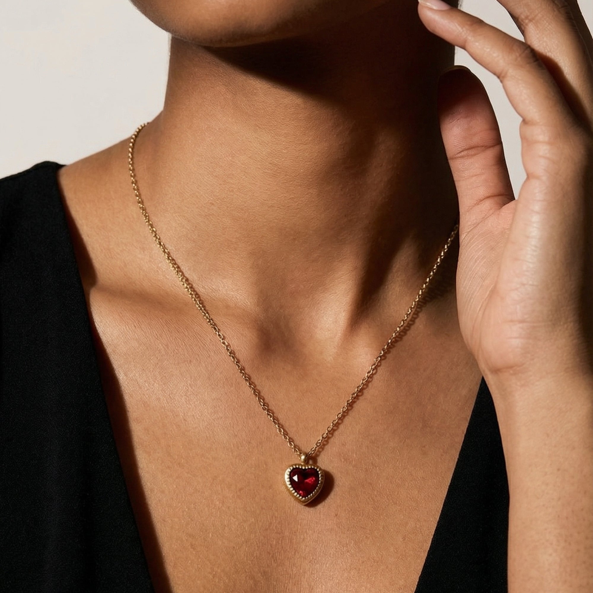 Red Emerald Heart Pendant Necklace